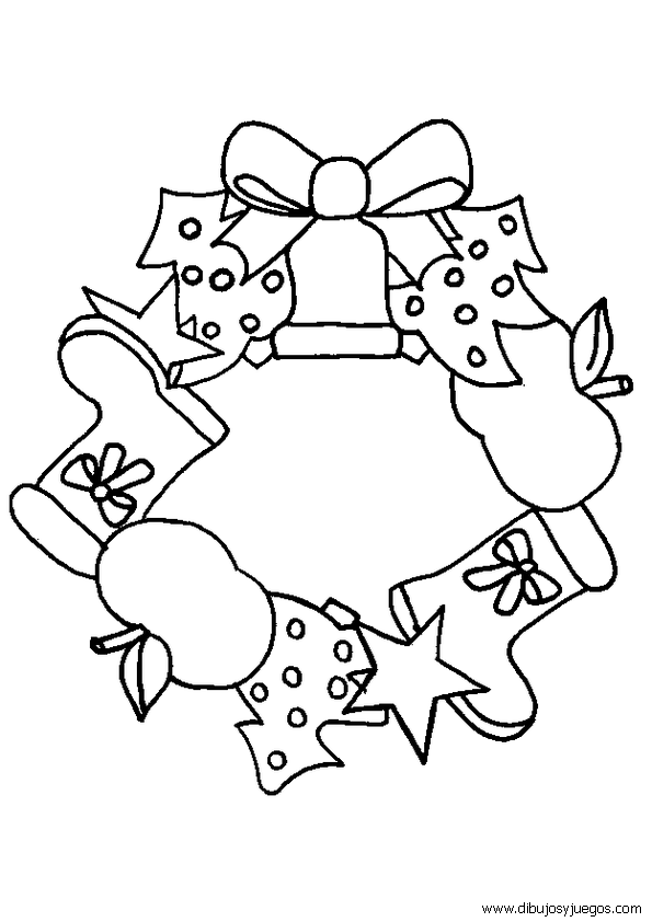 dibujos-coronas-flores-navidad-013 | Dibujos y juegos, para pintar y  colorear